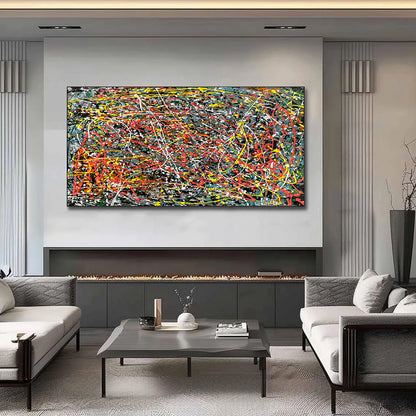 Large Pollock Inspired Urban Chaos Abstract Painting | Hand Painted Wall Art
