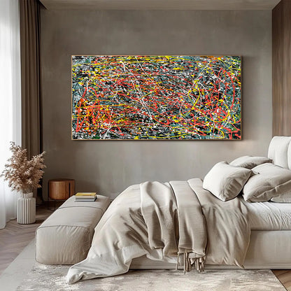 Large Pollock Inspired Urban Chaos Abstract Painting | Hand Painted Wall Art