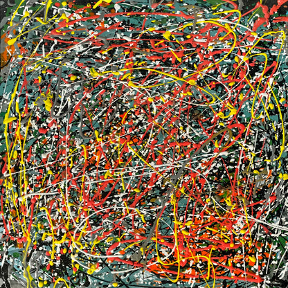 Large Pollock Inspired Urban Chaos Abstract Painting | Hand Painted Wall Art