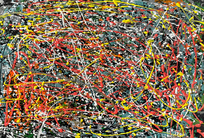 Large Pollock Inspired Urban Chaos Abstract Painting | Hand Painted Wall Art
