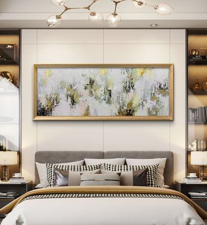 Large Abstract Grey Gold Textured Canvas Painting