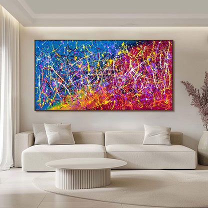 Arte da parete in stile espressionista blu scuro Pollok