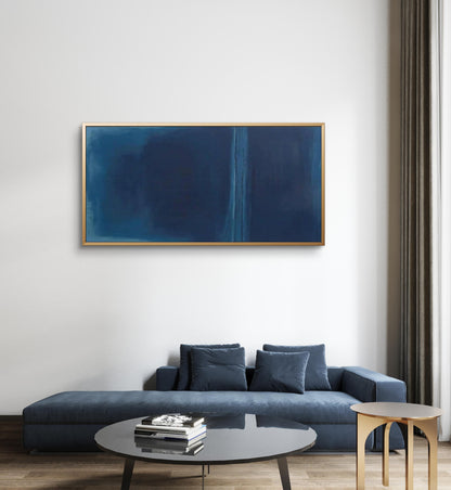 Large Contemporary Dark Blue Abstract Painting