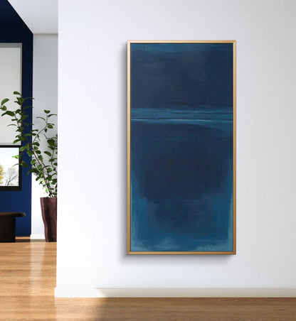 Large Contemporary Dark Blue Abstract Painting