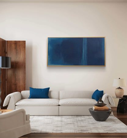 Large Contemporary Dark Blue Abstract Painting