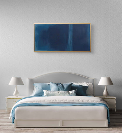 Large Contemporary Dark Blue Abstract Painting