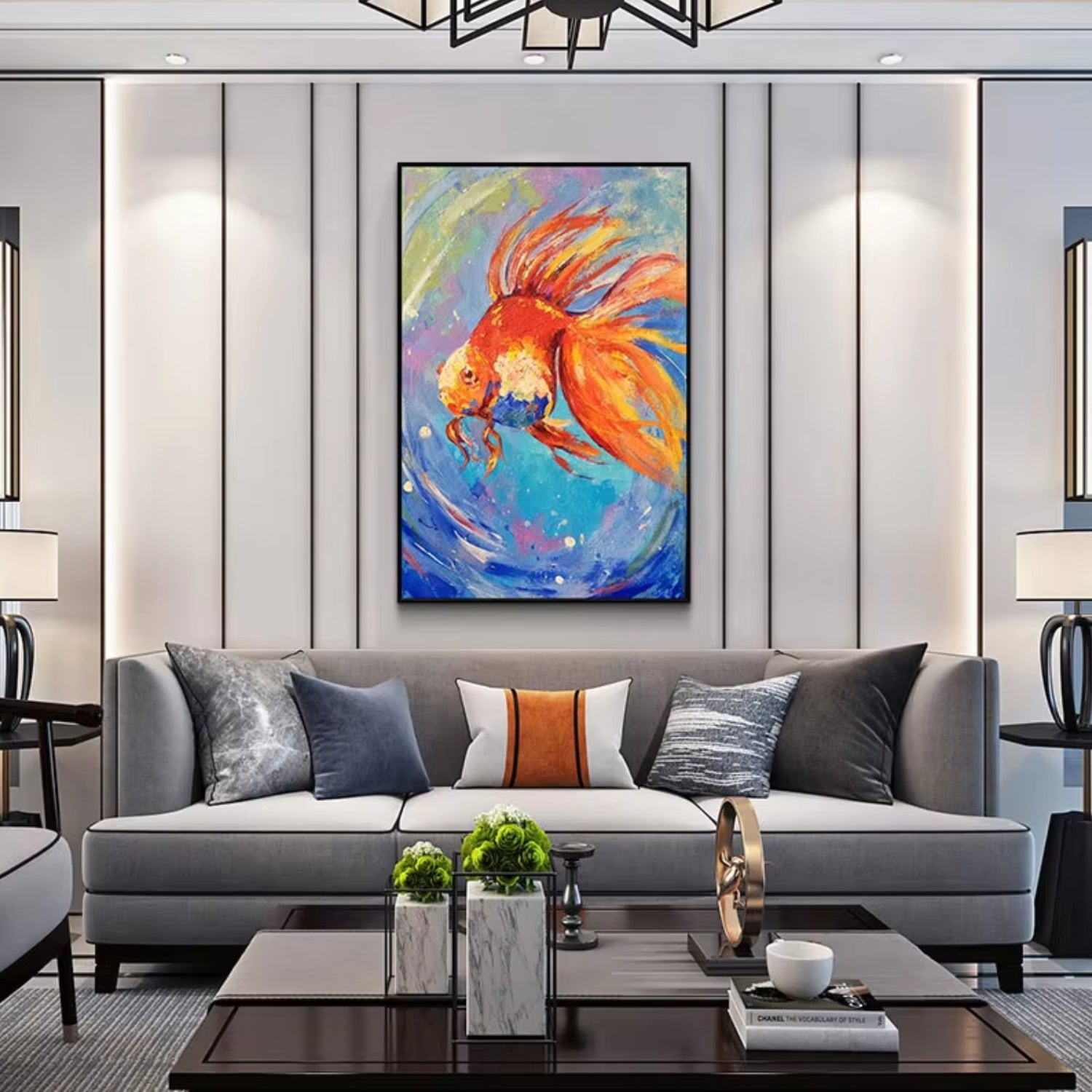 Large Goldfish Oil Painting Handmade Canvas Wall Art