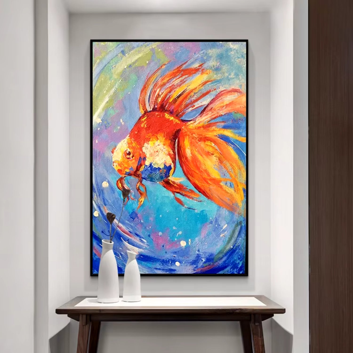 Large Goldfish Oil Painting Handmade Canvas Wall Art