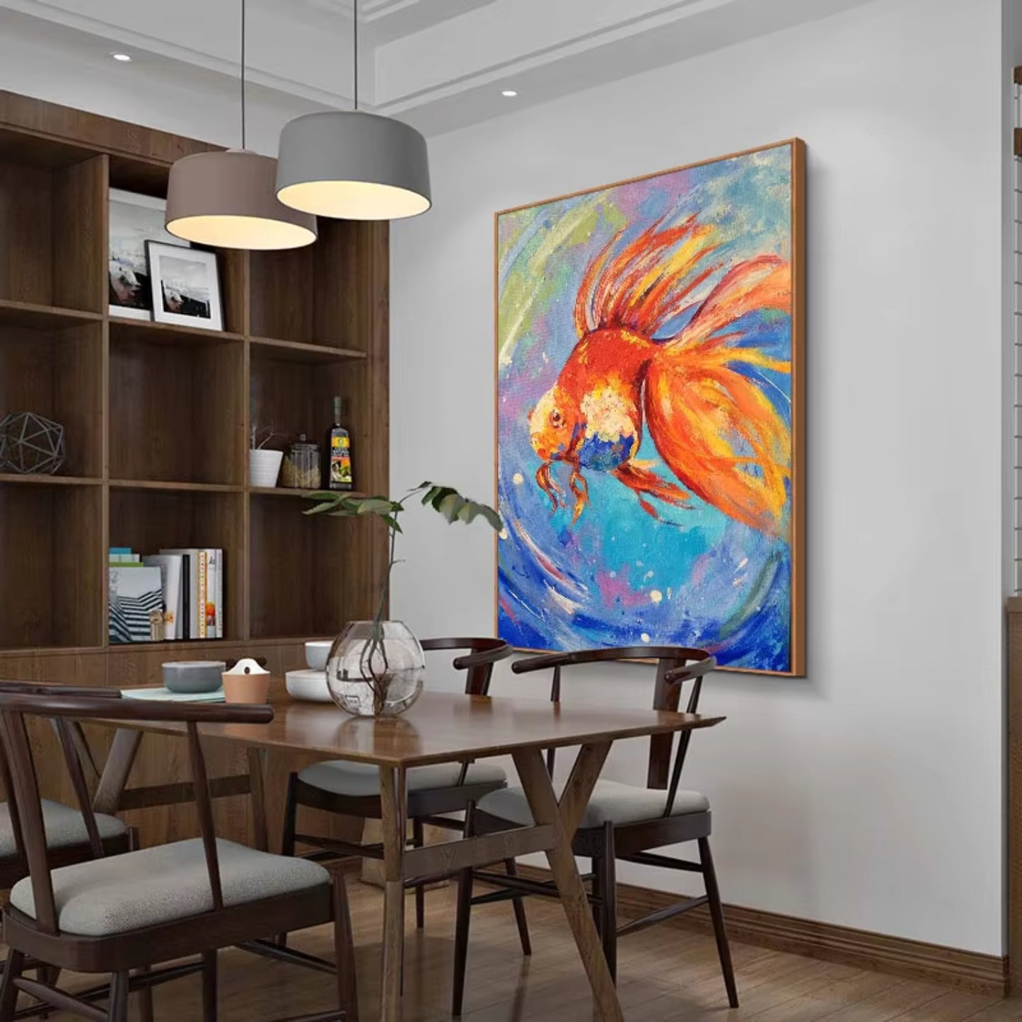 Large Goldfish Oil Painting Handmade Canvas Wall Art