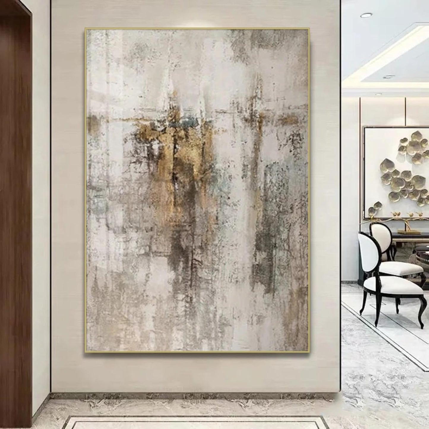 Grey & Brown Textured Abstract Painting – Large Hand-Painted Canvas