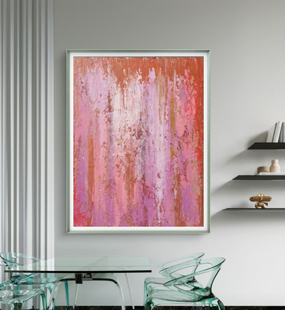 Large Pink Textured Wall Decor Minimalist Painting