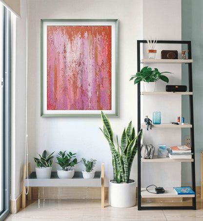 Large Pink Textured Wall Decor Minimalist Painting