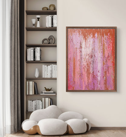 Large Pink Textured Wall Decor Minimalist Painting