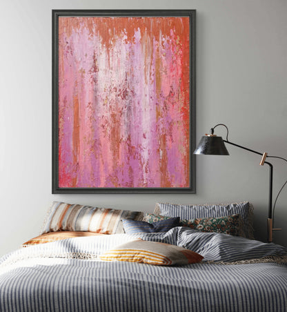 Large Pink Textured Wall Decor Minimalist Painting