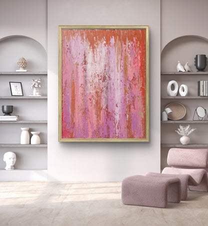 Large Pink Textured Wall Decor Minimalist Painting