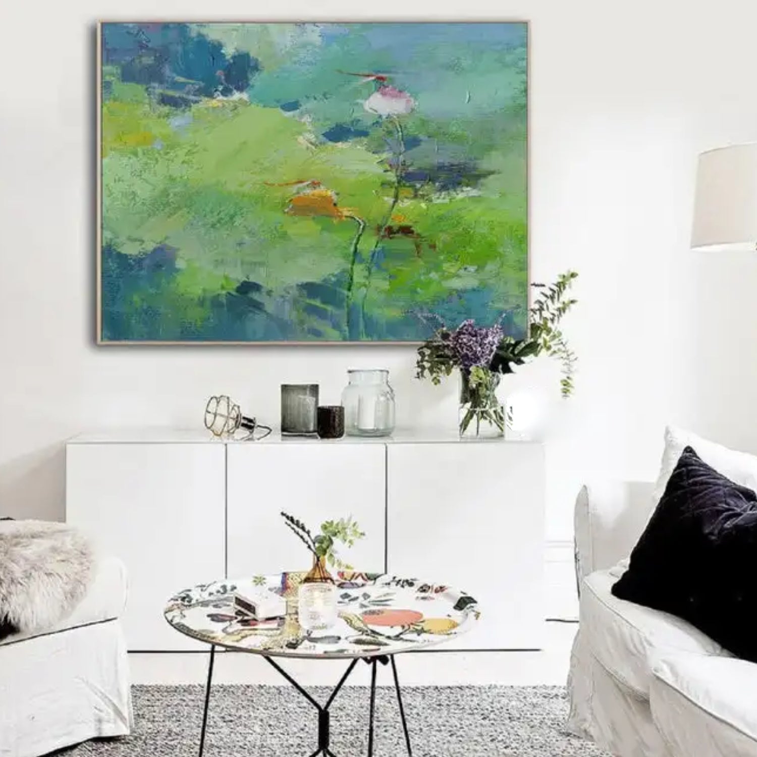 Lotus Abstract Painting Living Room Large Wall Art