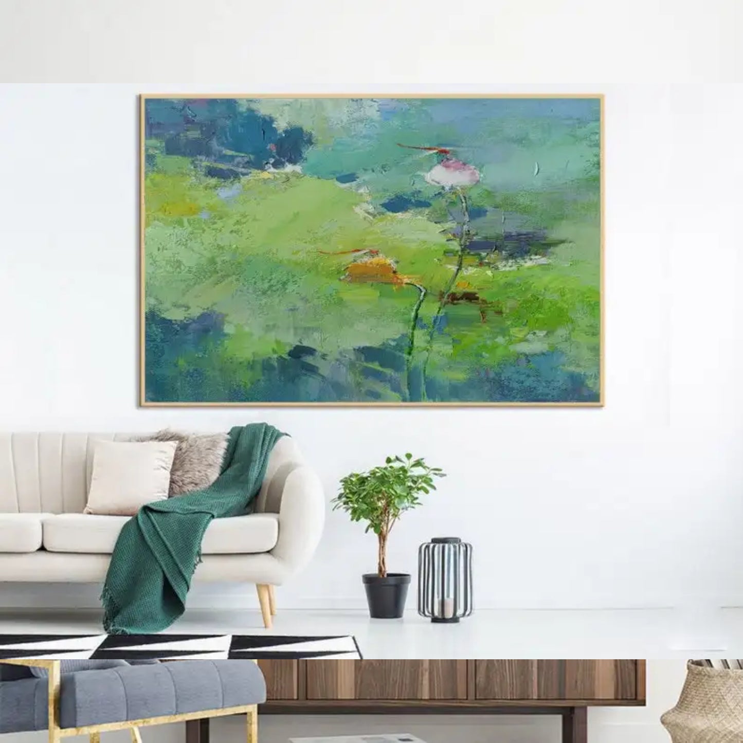 Lotus Abstract Painting Living Room Large Wall Art