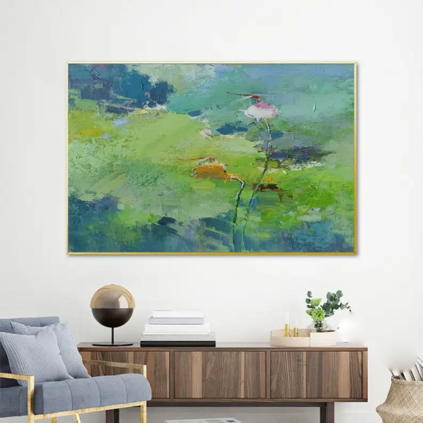 Lotus Abstract Painting Living Room Large Wall Art