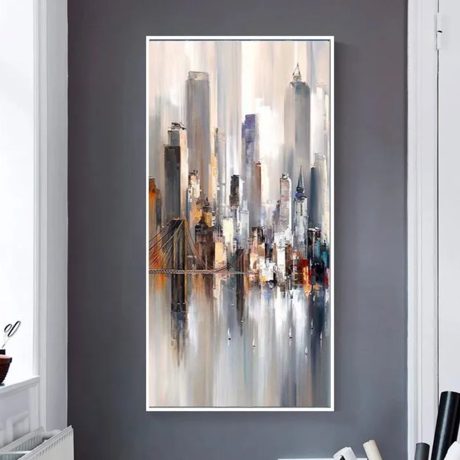 Lovely Seaside Modern City View Textured Painting