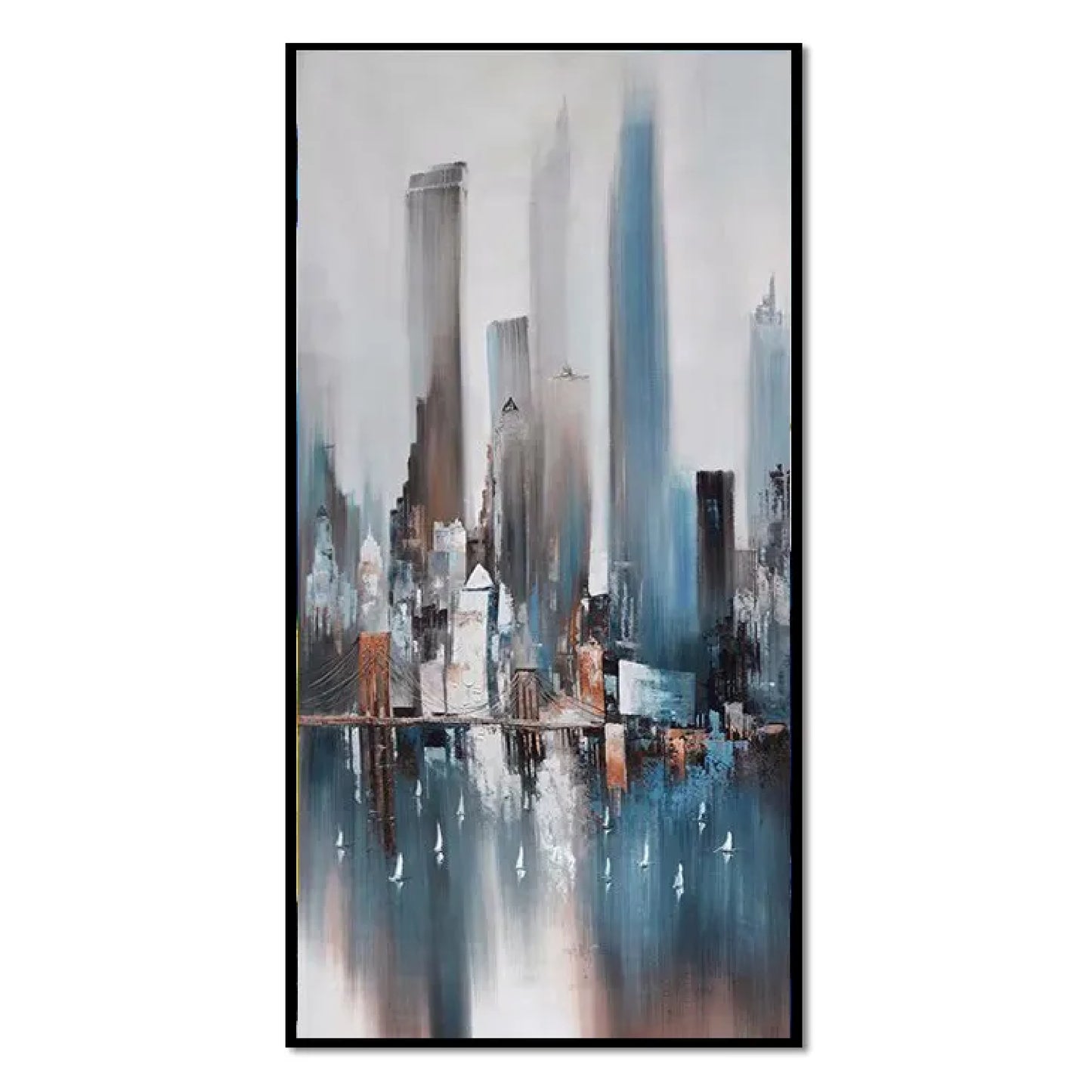 Lovely Seaside Modern City View Textured Painting