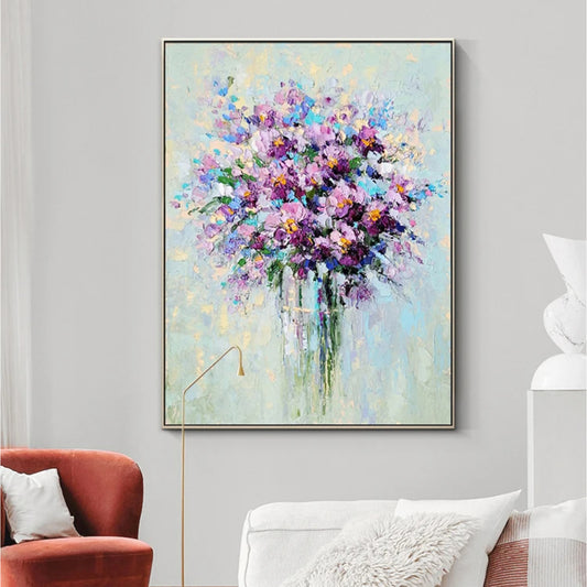 Colourful Textured Floral Bouquet Impressionist Wall Art