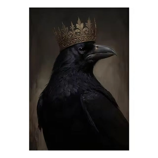 Majestic Crow in Crown Dark Gothic Royalty Halloween Art