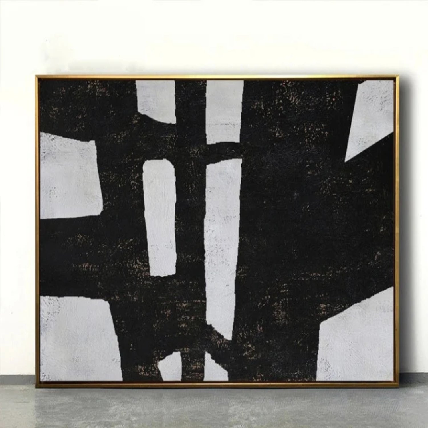 Mid-century Modern Black White Minimalist Painting