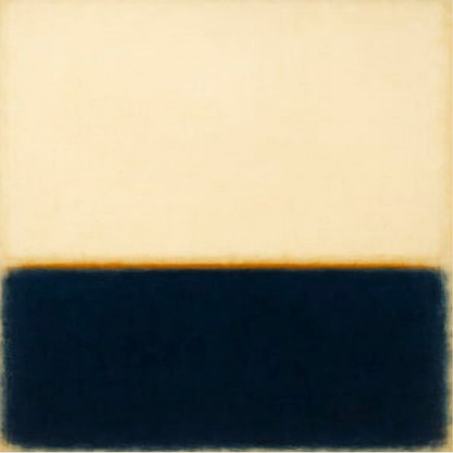 Hand-Painted Abstract Contrast – Cream & Deep Blue Oil Canvas