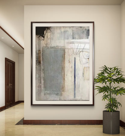 Wabi-Sabi Calm – Minimalist Beige & Grey Abstract Canvas Painting