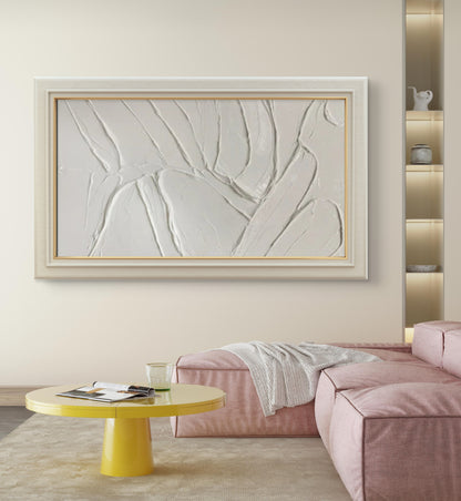 Minimalist White 3D Textured Abstract Modern Painting