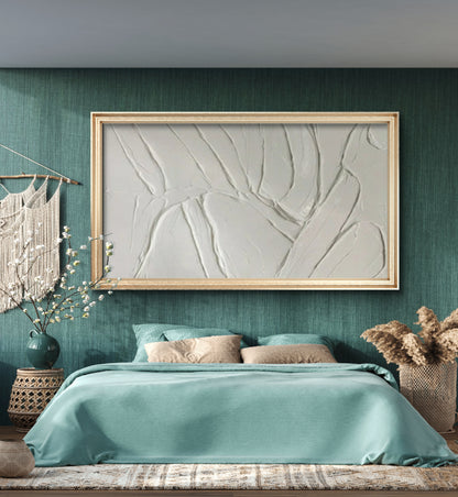 Minimalist White 3D Textured Abstract Modern Painting
