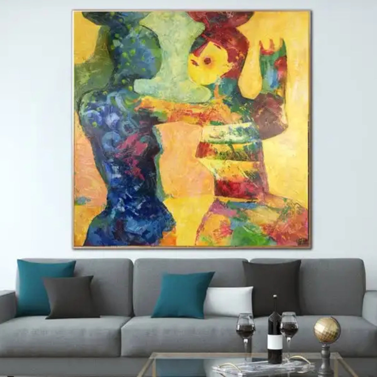 Figurative Abstract Modern Abstract Figurative Textured Oil Painting – My Modern Art