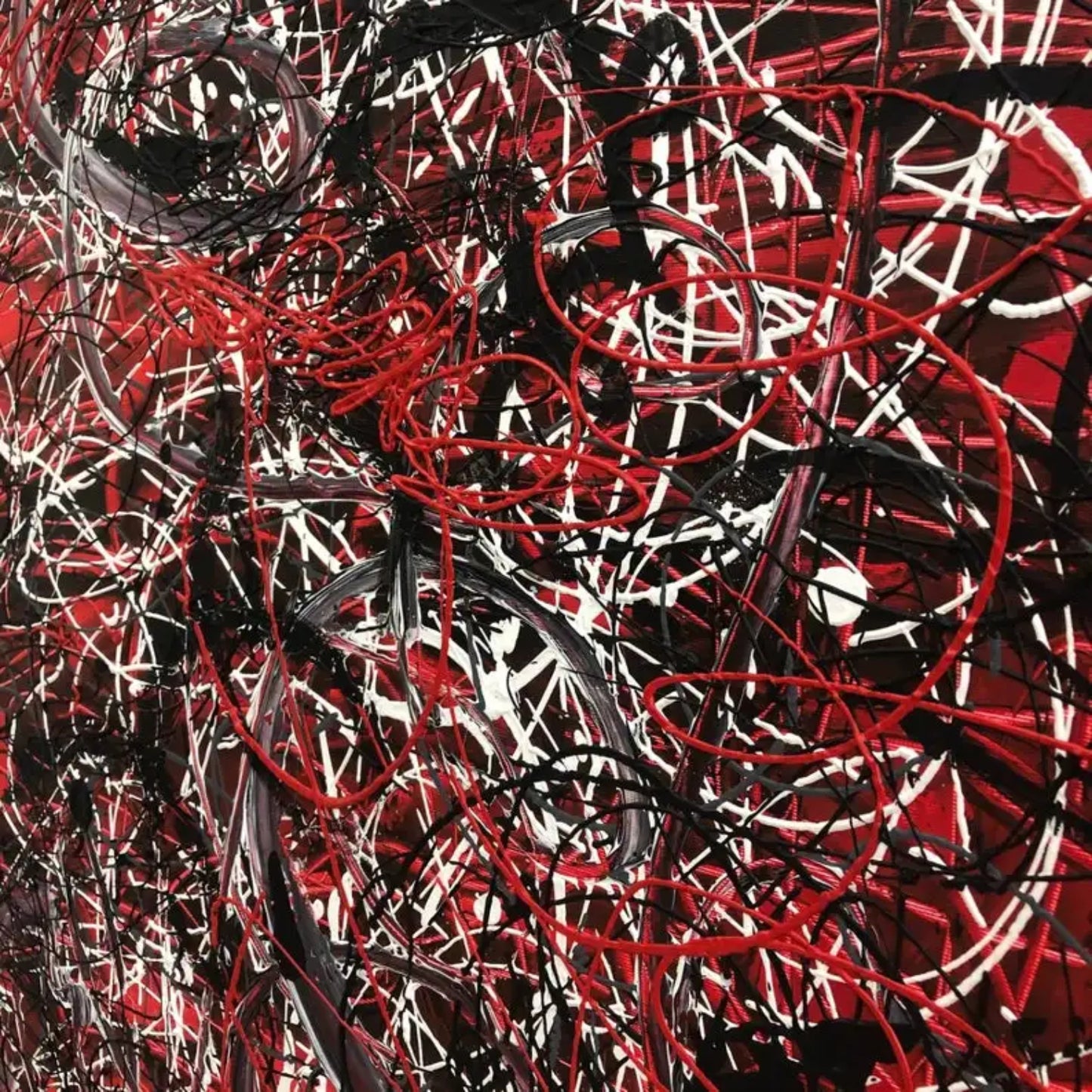 Modern Abstract Red Canvas Jackson Pollok Artwork