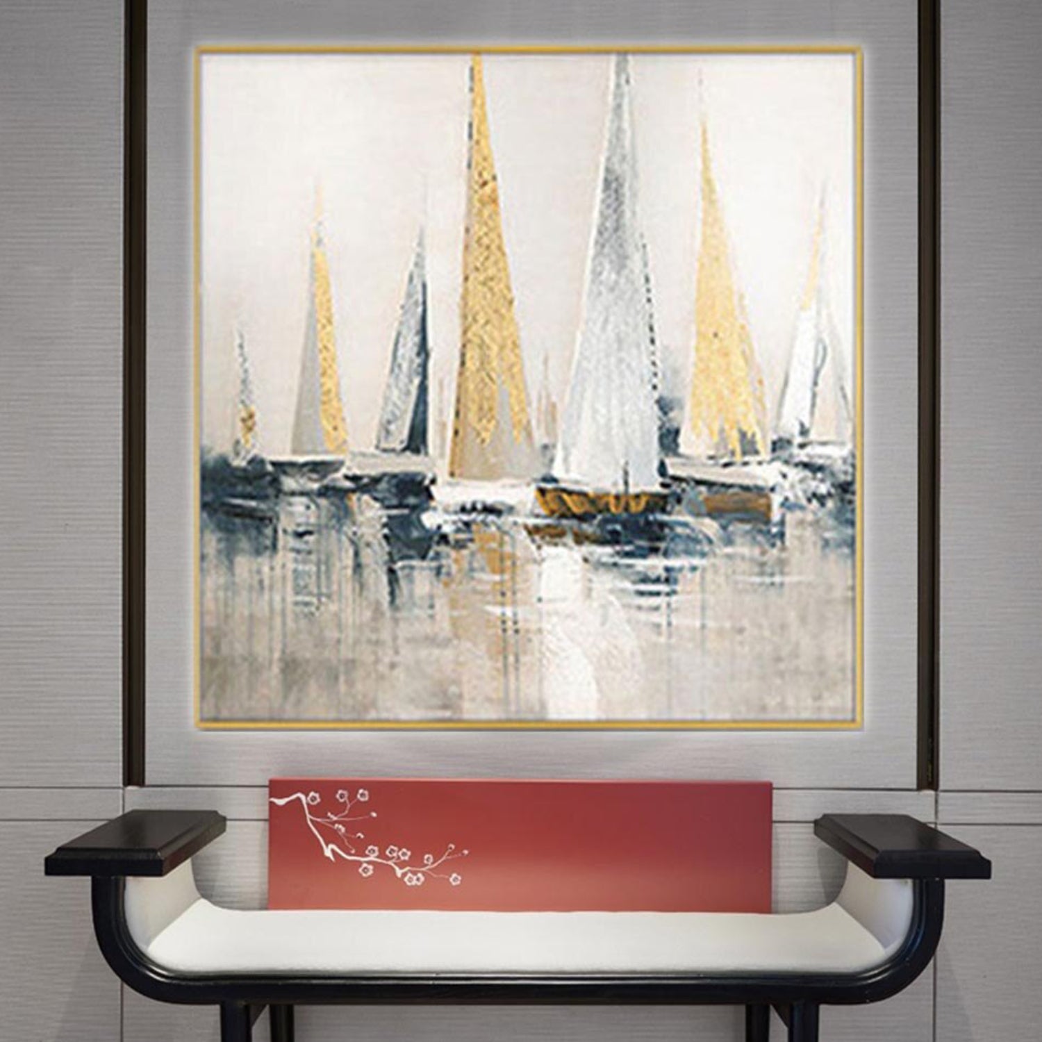 Modern Abstract Sailboats Canvas Oil Painting