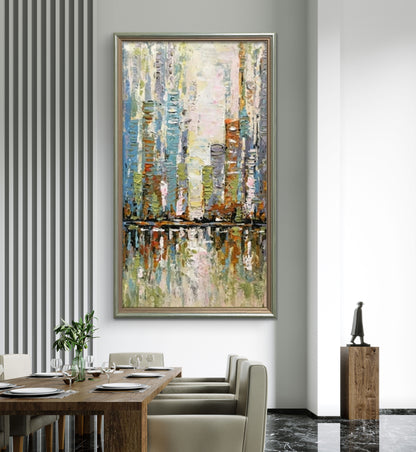 Modern Adornment City Building Hand Painted Art