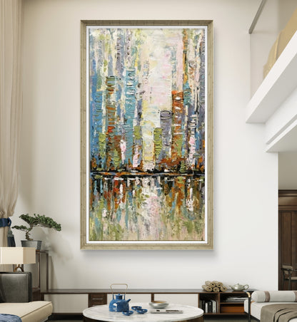 Modern Adornment City Building Hand Painted Art