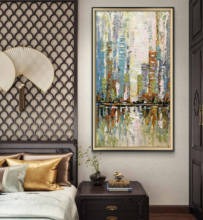 Modern Adornment City Building Hand Painted Art