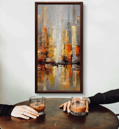 Modern Cityscape 100% Hand Painted Minimal Art