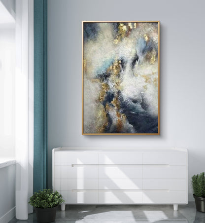 Modern Gold Foil Cloud 100% Hand Painted Wall Art