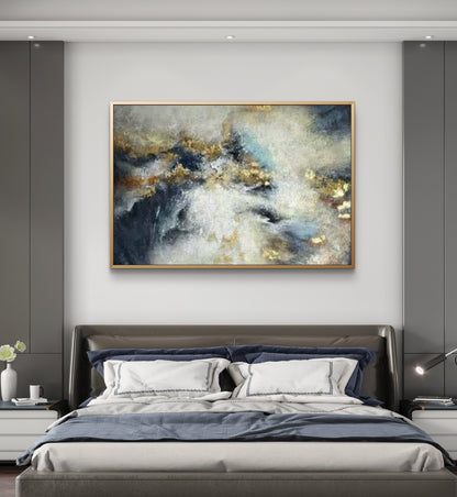 Modern Gold Foil Cloud 100% Hand Painted Wall Art