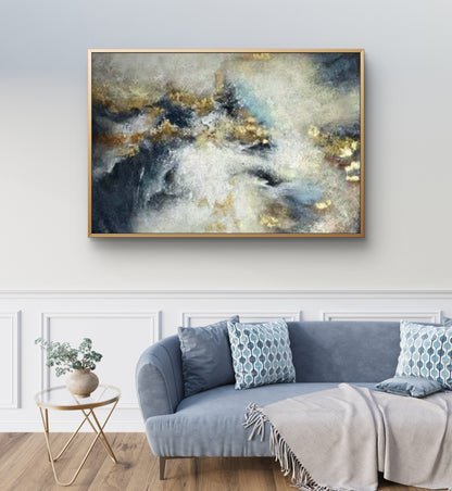Modern Gold Foil Cloud 100% Hand Painted Wall Art