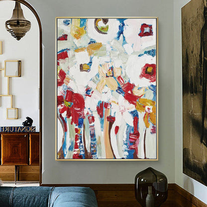 Modern Nordic Flowers Minimilist Textured Painting
