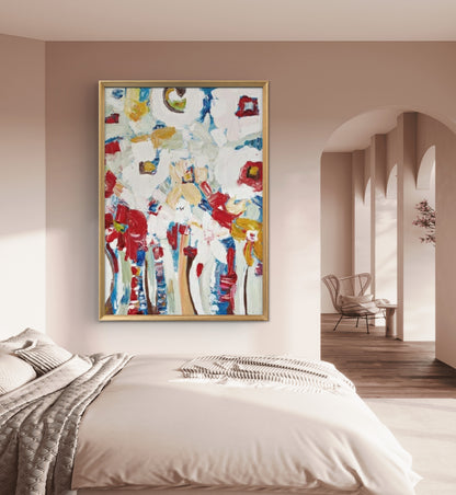 Modern Nordic Flowers Minimilist Textured Painting