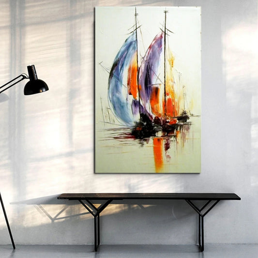 Modern Sailboat Handmade Oil Painting Poster