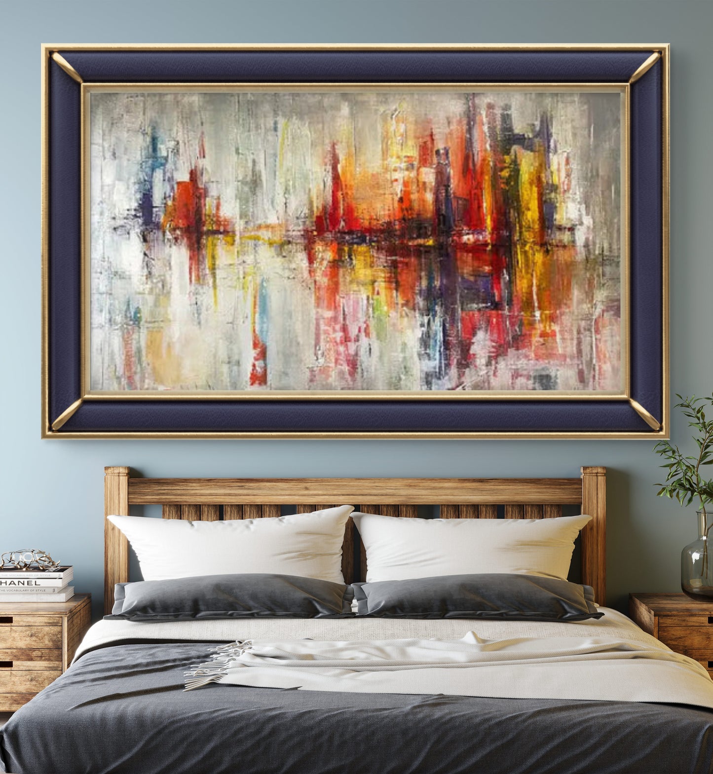 Modern Seasore Cityscape Colourful Abstract Art