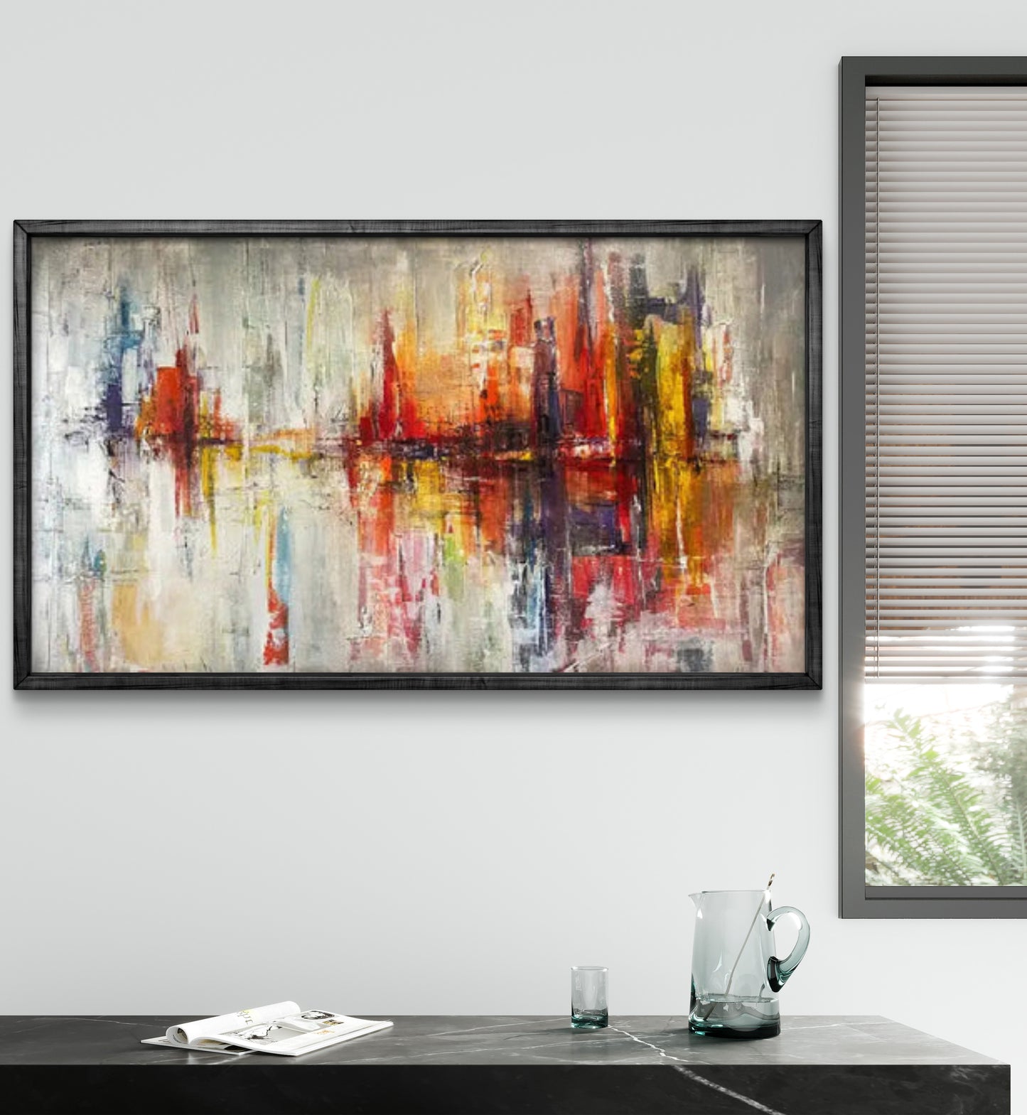 Modern Seasore Cityscape Colourful Abstract Art