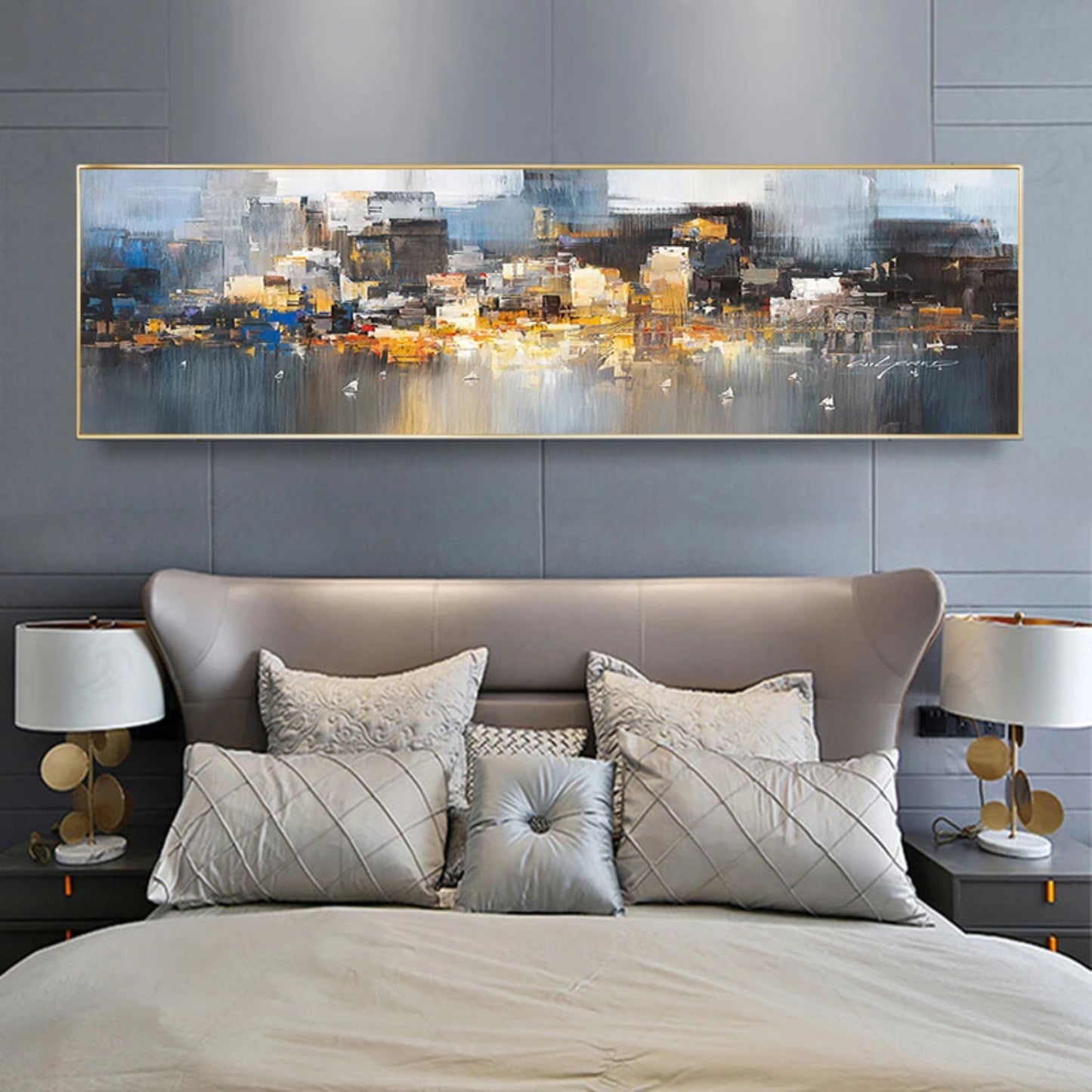 Modern Urban Colour Banners Hand-painted Oil Paintings