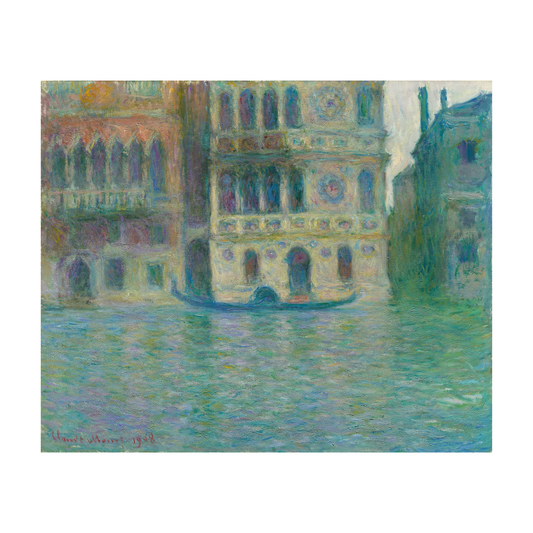 Ornate Venetian palazzo façade reflected in turquoise-green canal water.