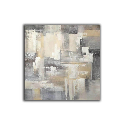 Neutral Abstract Texture Painting – Beige, Grey & Ivory Canvas Art for Modern Interiors