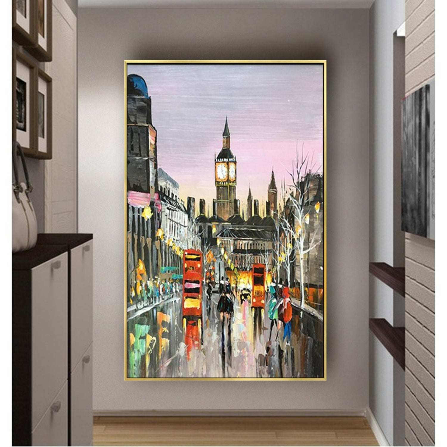 Night Cityscape with Clock Tower Oil Painting